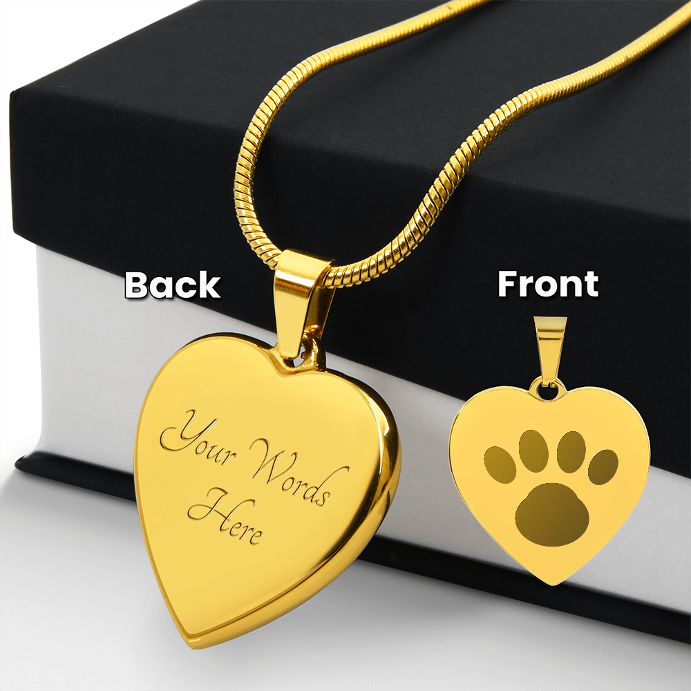 Back of the 18k gold finish heart pendant, showing the engraved area