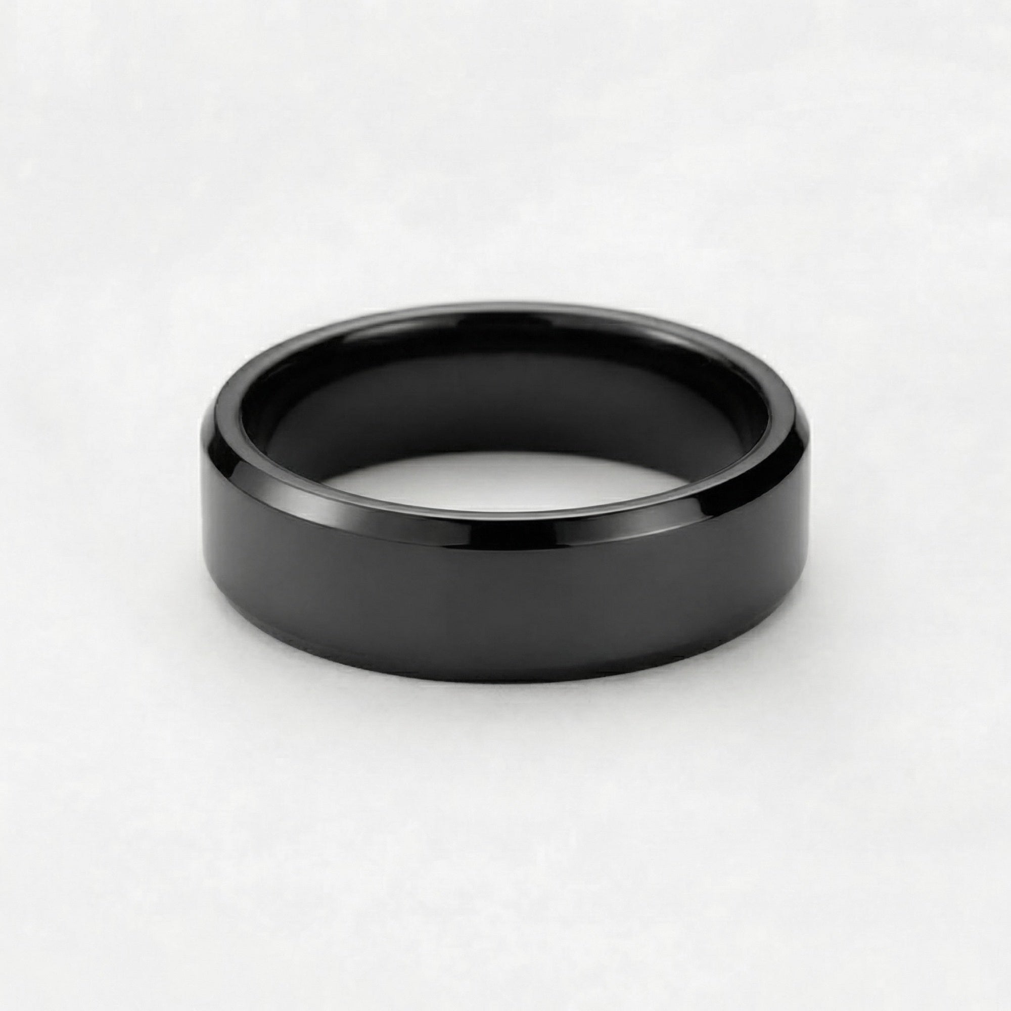 Black plated engraved band with polished bevelled edges
